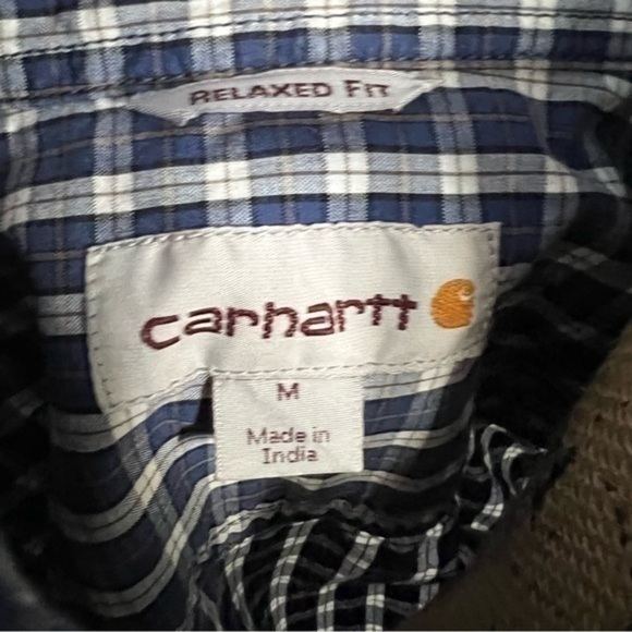 Carhartt Relax Fit Blue Tartan Plaid Button Down Shirt - Picture 4 of 7